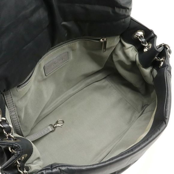 Chanel Chain Shoulder Bag Nylon Dark Gray Silver - Picture 5 of 8